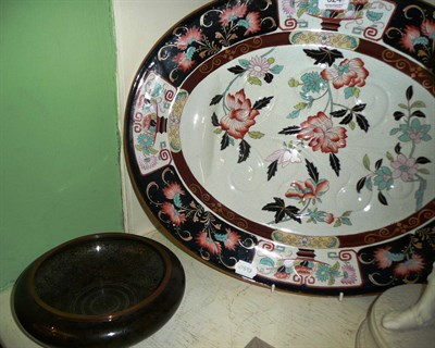 Lot 324 - A large ironstone meat plate and a cloissone bowl