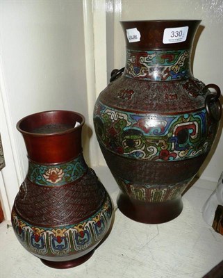 Lot 330 - Two Chinese champleve enamel bronze vases