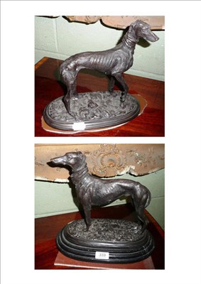 Lot 333 - After Mene, two bronze figures of greyhounds