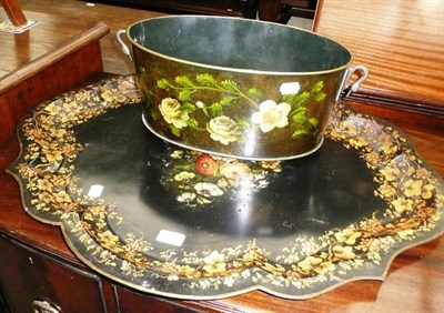 Lot 340 - Toleware floral decorated tray and planter