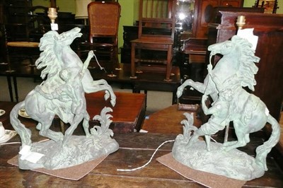 Lot 341 - Pair of Spelter Marley horse figures