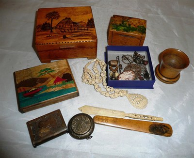 Lot 370 - Quantity of silver, seal, Stanhope viewer, treen etc