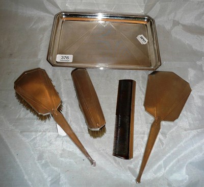 Lot 376 - A silver Art Deco five piece dressing table set