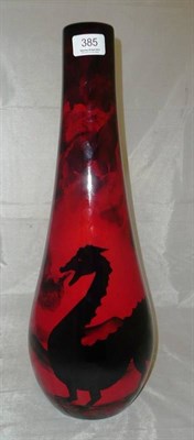 Lot 385 - Peggy Davies, hand painted large vase 'Dragon'