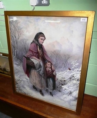 Lot 412 - A gilt framed colour print after E J Cobbett winter landscape