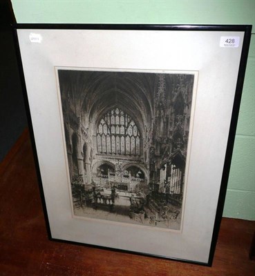 Lot 428 - An etching of the chancel, Exeter cathedral