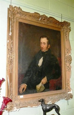 Lot 460 - 19th century gilt framed oil on canvas portrait of James Clegg, Cotton Mill owner