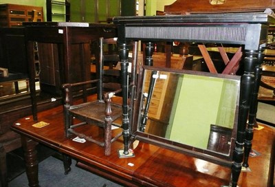 Lot 476 - Fold over card table, side table, toilet mirror and a child's chair