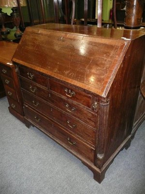 Lot 485 - George III mahogany bureau with fitted interior