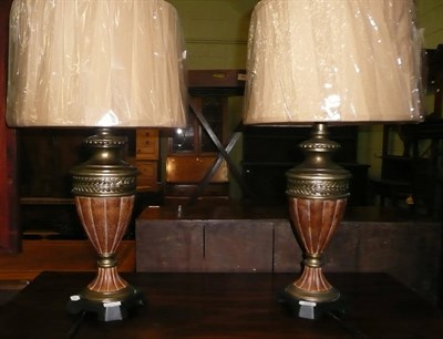 Lot 488 - Pair of table lamps with shades