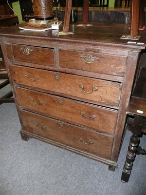 Lot 492 - 18th century oak straight fronted chest of drawers