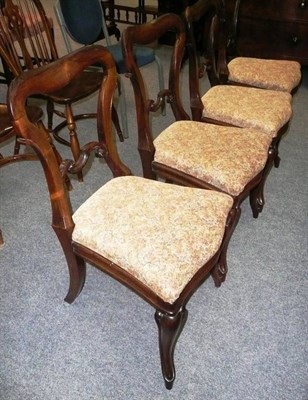 Lot 520 - Set of four Victorian rosewood dining chairs with labels for J Kendall & Co. inscribed with...