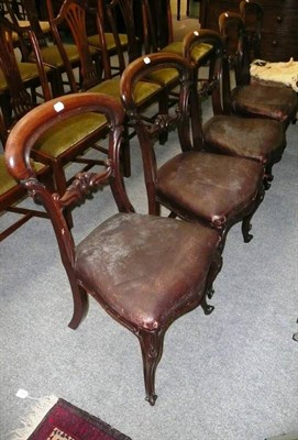 Lot 522 - Set of five Victorian balloon back chairs