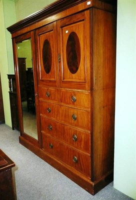 Lot 563 - Inlaid Edwardian wardrobe, stamped Jas Schoolbred