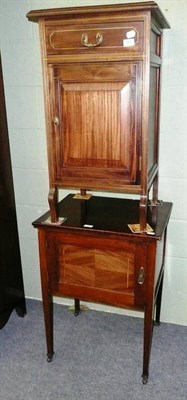 Lot 567 - Pot cupboard with brass inlay detail and another pot cupboard