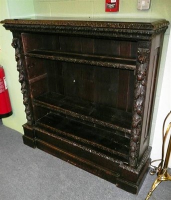 Lot 575 - Oak Victorian carved dresser top/bookcase