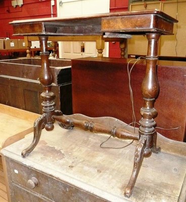 Lot 635 - Mahogany inlaid marquetry side table and a Victorian pine chest of drawers