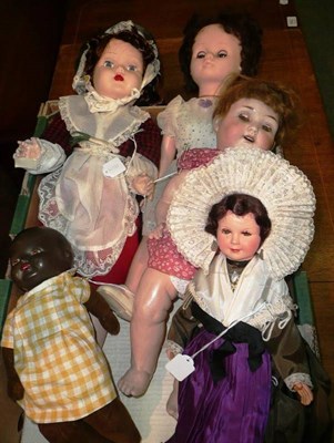 Lot 643 - German bisque socket head doll and four others