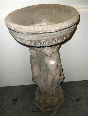 Lot 695 - Composition 'Three Graces' bird bath