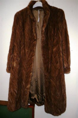 Lot 700 - Full length fur coat of chevron design