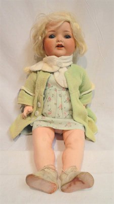 Lot 1000 - A Bisque Socket Head Doll Impressed Heubach Koppelsdorf and Armand Marseille 1330, with blond...