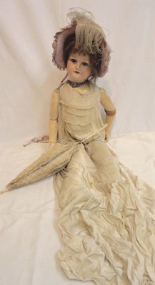 Lot 1007 - Very Large Armand Marseille Bisque Socket Head Doll, impressed '390 A16M', with sleeping blue eyes