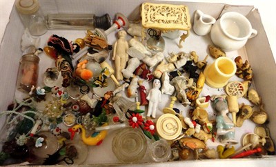 Lot 1011 - Assorted Dolls House Accessories including glass ware; chamber pot with a lithophane to the...