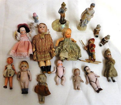 Lot 1013 - Assorted Bisque Dolls House Dolls, composition figures etc