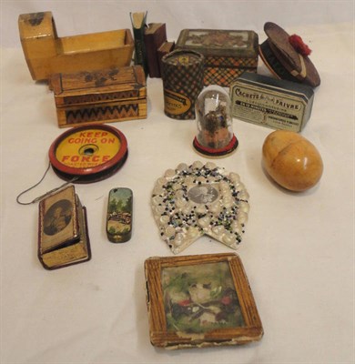 Lot 1015 - Assorted Dolls Accessories including a mauchline ware cot with a view of 'Buttermere'; small...