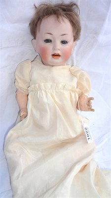 Lot 1022 - German Bisque Socket Head Character Doll, impressed '152 8.5', with sleeping blue eyes, open mouth