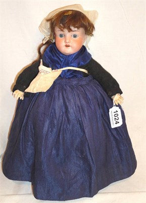 Lot 1024 - Heubach Koppelsdorf Bisque Socket Head Doll, impressed 250.8, with original brown wig, fixed...