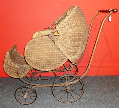 Lot 1048 - Early 20th Century Heywood Wakefield Company, Wakefield Mass Wicker Baby Pram, with a foot...