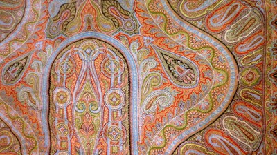 Lot 1066 - A Large Woven Paisley Throw, 165 cm by 330 cm