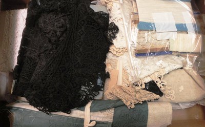 Lot 1073 - Assorted Lace Collars, Cuffs, Edgings, Trimmings, Veils etc (one box)