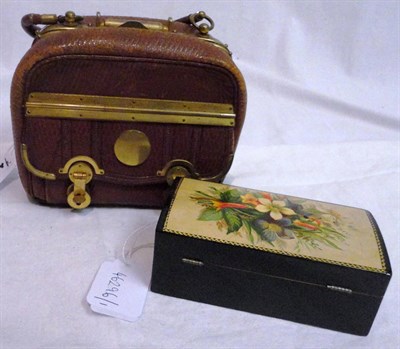 Lot 1078 - Brown Leather and Brass Mounted Sewing Necessaire modelled as a suitcase with hinged mount and...