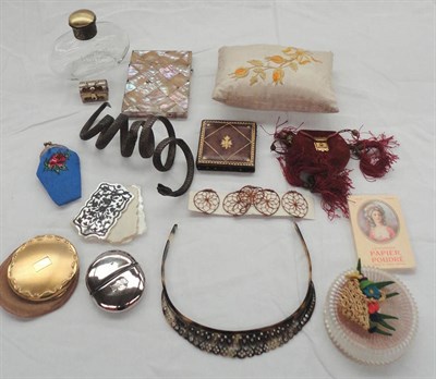 Lot 1084 - Assorted Accessories including mother of pearl inlaid card case; woven snake bracelet; mother...