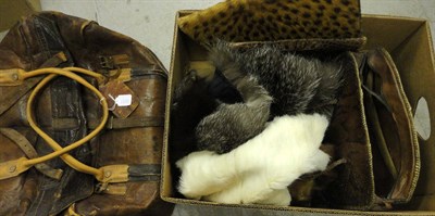 Lot 1092 - Assorted Furs, Bags and Accessories, including a white rabbit capelet; fox fur tipped capelet...