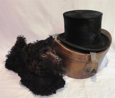 Lot 1100 - Brown Leather Top Hat Box with a brass plaque A Henry Anderson Belfast and a Black Silk Top Hat...