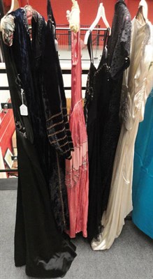 Lot 1117 - Assorted 1930's And Later Costume including Louis Cope black satin evening dress with beaded...