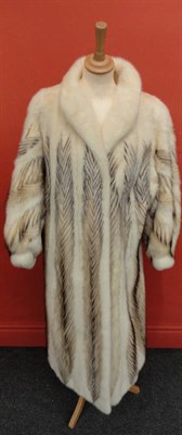 Lot 1129 - White Full Length Mink Coat with chevron design detailing