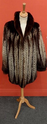 Lot 1130 - Brown Mink Jacket with chevron design detailing