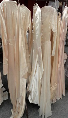 Lot 1169 - Early 20th Century Wedding Dresses and Gowns including circa 1940's cream silk satin gown, with...