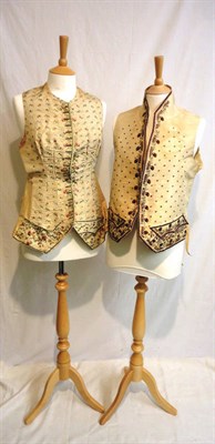 Lot 1178 - Georgian Cream Silk Gents Waistcoat, embroidered with floral designs in coloured silk threads;...