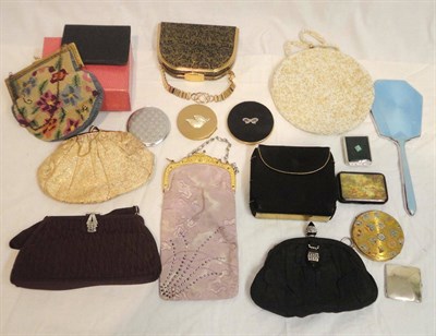 Lot 1207 - Eight Assorted Evening Bags, Various Compacts, Hand Mirror Etc