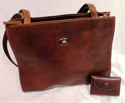 Lot 1215 - The Bridge Brown Leather Shoulder Bag, with long straps, suede lining, brass mounts, 32 cm by 24 cm