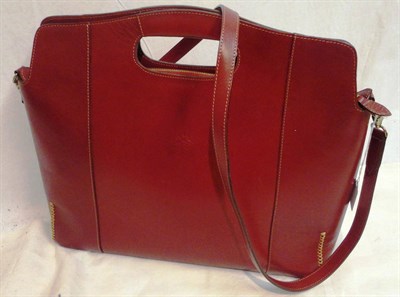 Lot 1222 - Mulberry Red Leather Large Handbag, with cut out carrying handle and attachable shoulder strap,...