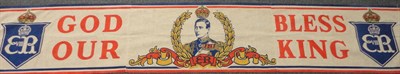 Lot 1229 - Cotton Printed Commemorative Banner 'God Bless Our King' 'ER VIII', 260 cm by 45 cm