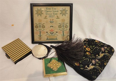 Lot 1238 - Assorted Accessories and Items including a small framed sampler worked by Eliza Day of the...