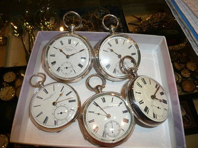Lot 166A - Five silver open faced pocket watches