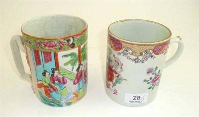 Lot 28 - Possibly Samson armorial tankard and another in famille rose palette (2)